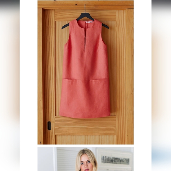 EUC EMERSON FRY Mod Shift Dress Linen Valencia Orange Sz M - Picture 7 of 15